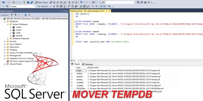 Como mover la tempdb de sql server