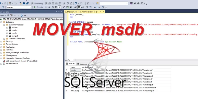 Cómo mover la base de datos msdb en SQL Server correctamente